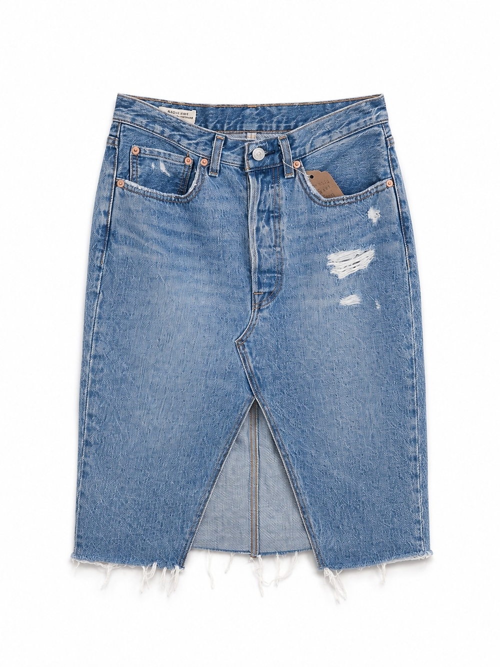 Levi's Classic Blue Distressed Denim "Hot Mom" Skirt